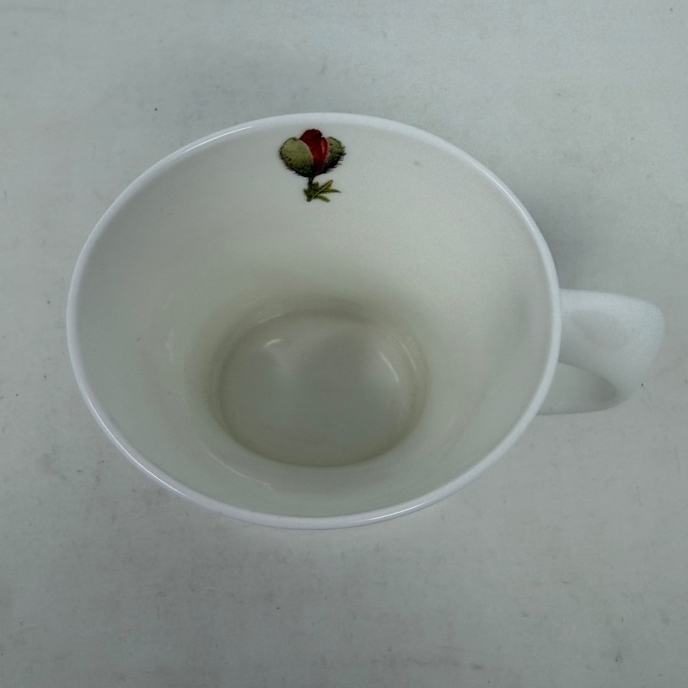 Cup + Mug Porcelain Coffee Tea Mug White Red Poppy Floral Cottagecore Euro Chic - Picture 5 of 12